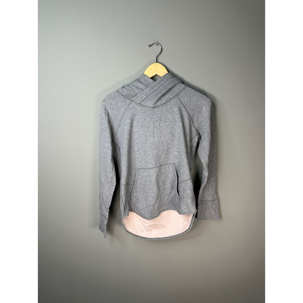 Lululemon Time Out Hoodie Womens 6 Gray Pink Crossover Hood Curved Hem